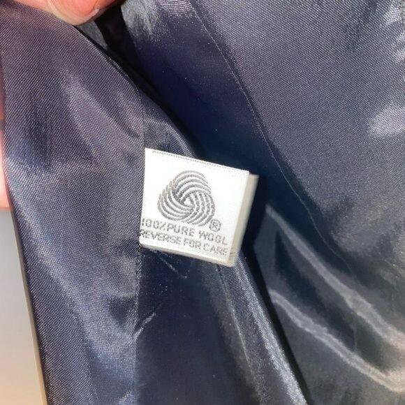 Womens Black Wool Blazer W/ Leather Collar & Cuffs Size M - Picture 6 of 7